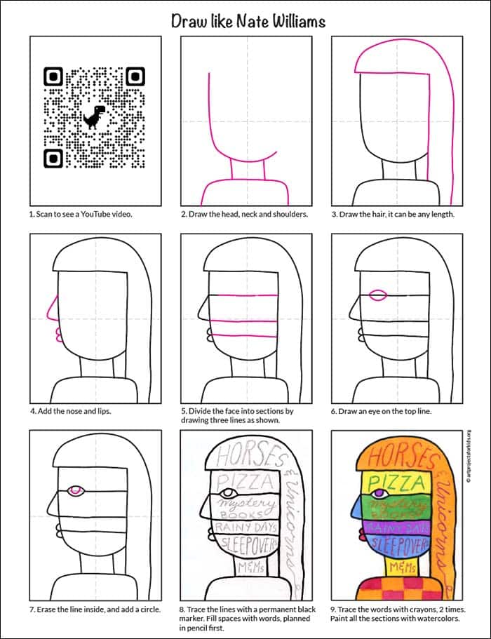 A self portrait art lesson for elementary students, also available as a free download.