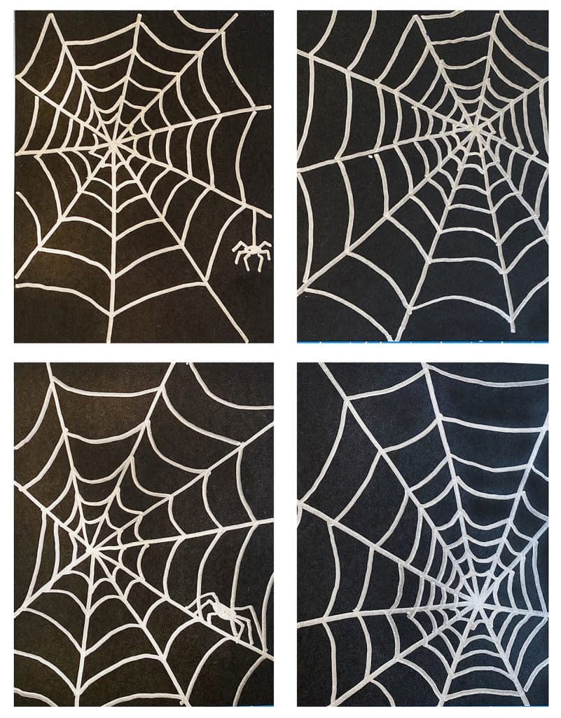 A drawing of a spider web, made with the help of an easy step by step tutorial. It's easy to make lots of variations.