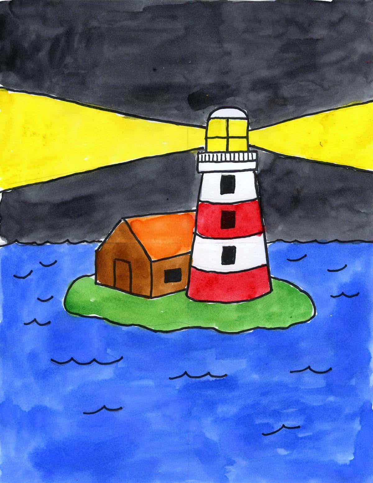 Lighthouse Drawing: Easy How to Draw a Lighthouse Lesson for Kids