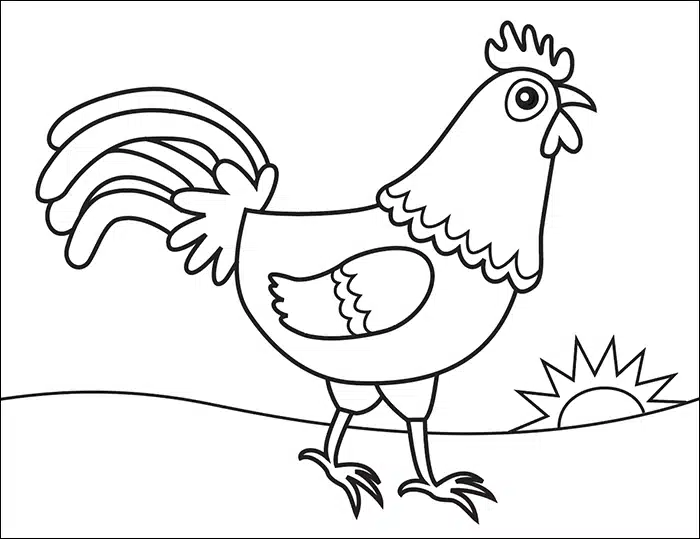 Rooster Drawing ➤ How to draw a Rooster Step by Step