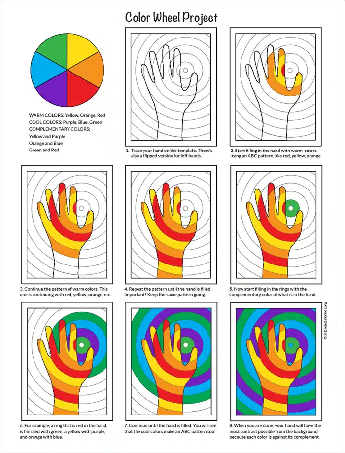 colored handprint template