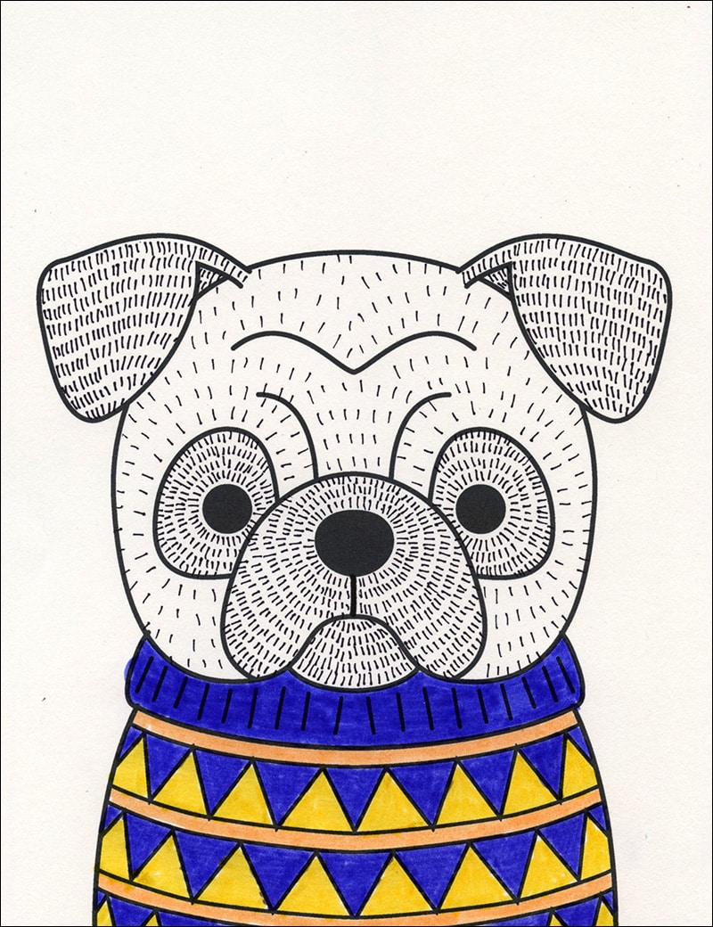 Easy How to Draw a Bulldog Face and Bulldog Face Coloring Page