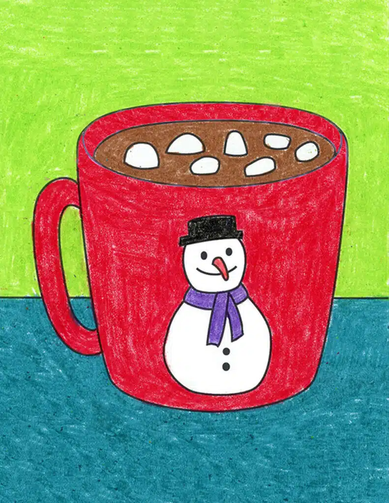 A drawing of Hot chocolate, made with the help of a step by step tutorial.