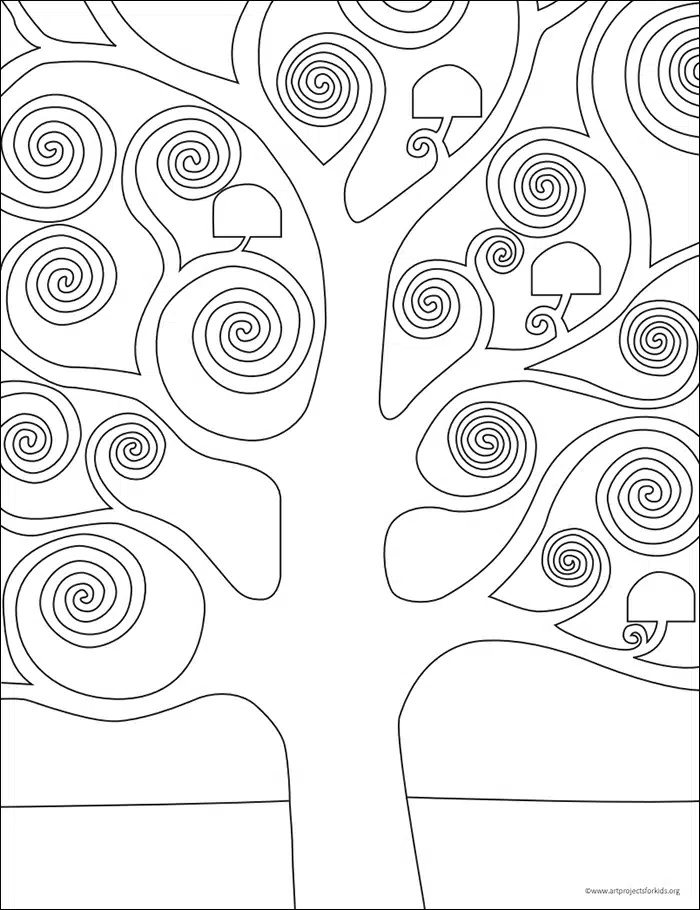 gustav klimt tree of life coloring page