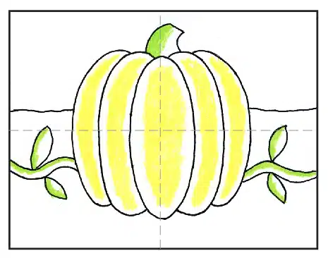 Start your pumpkin coloring with yellow, to add highlights.