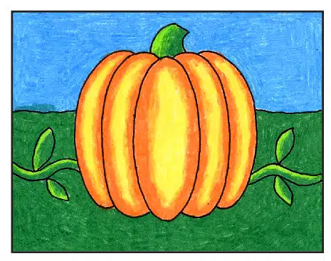 Finish pumpkin coloring with orange, and then add a background.