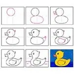 Easy How to Draw a Rubber Duck Tutorial and Coloring Page