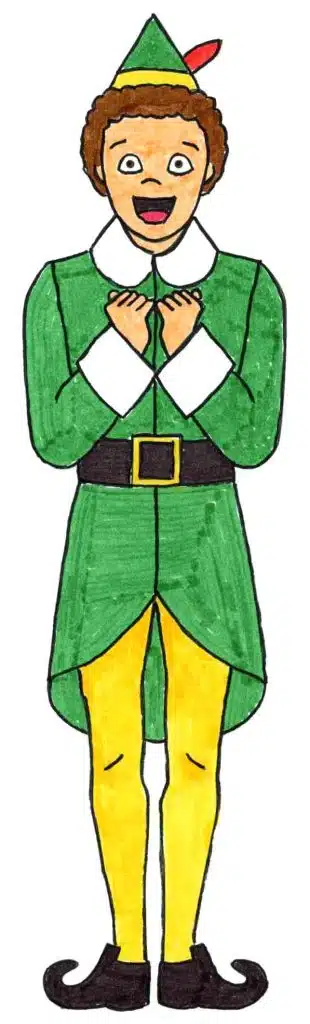 How to Draw Buddy The Elf Tutorial and Buddy Coloring Page