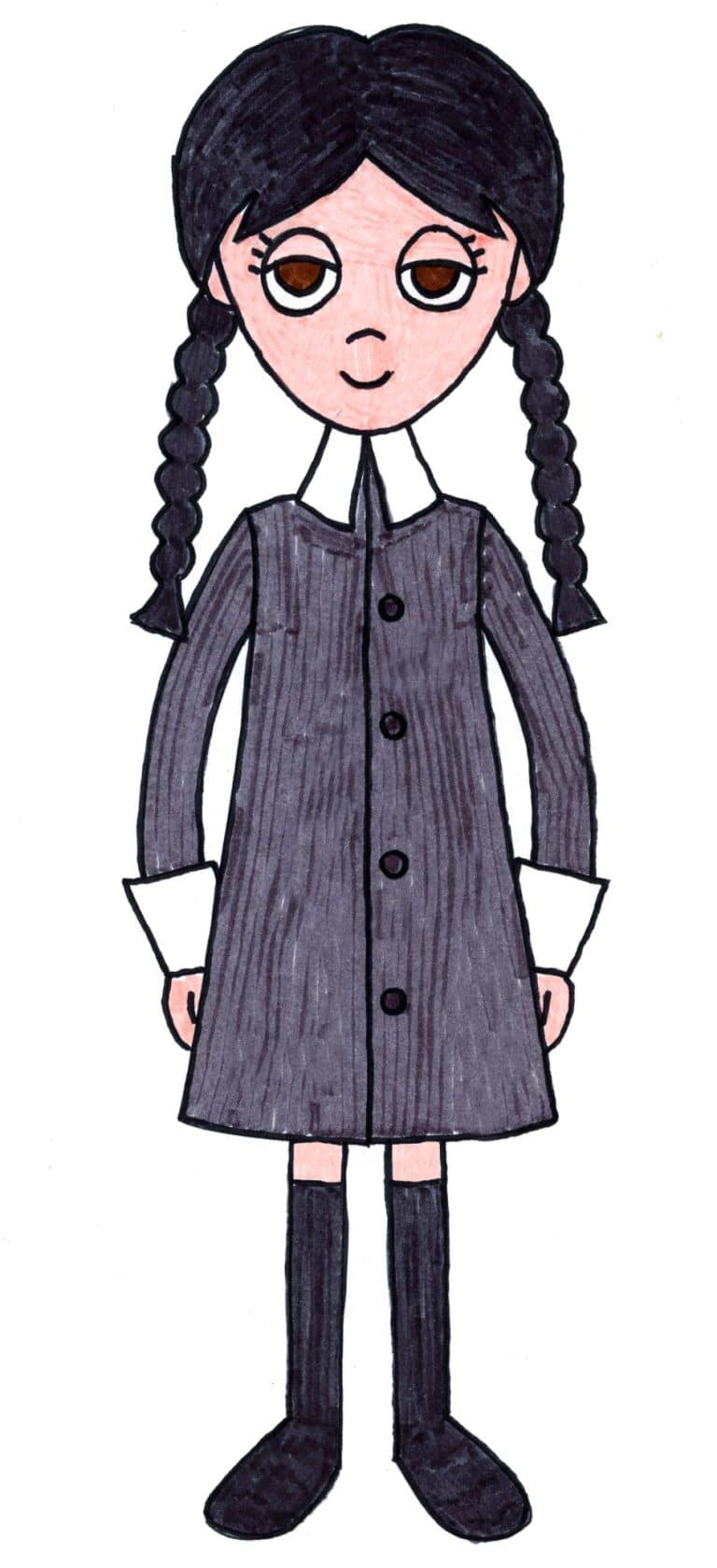 Easy How to Draw Wednesday Addams Tutorial Video