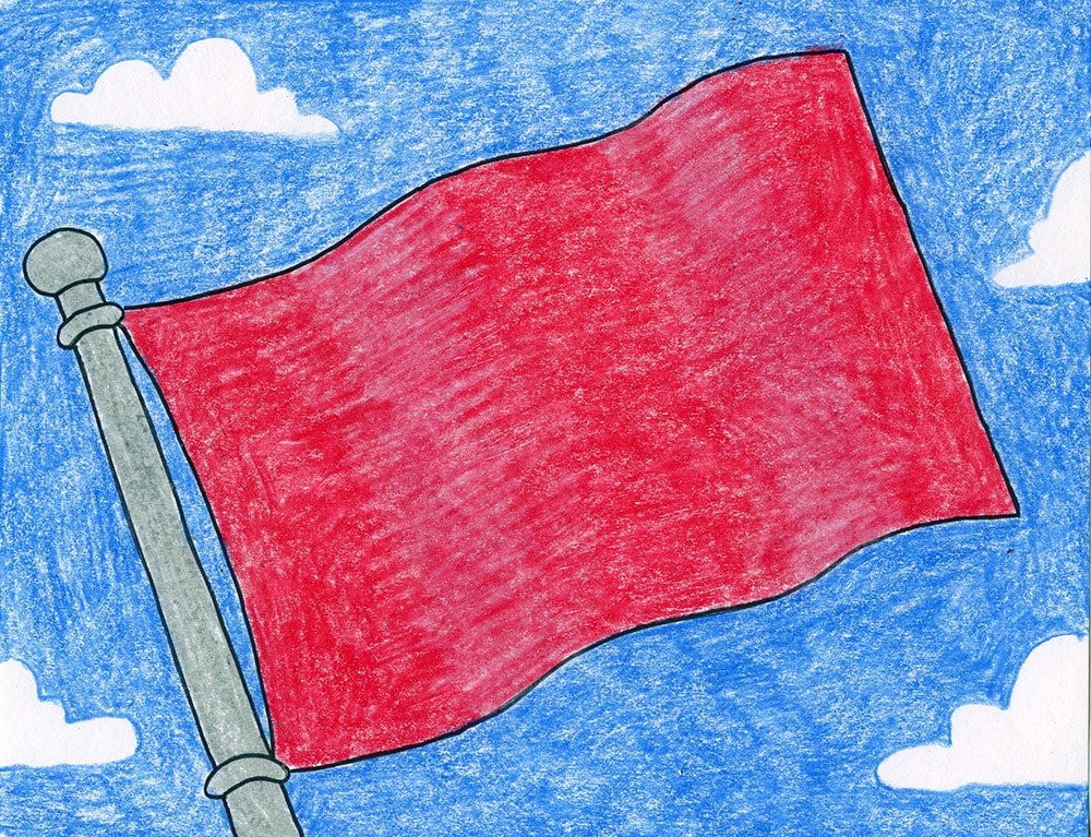 Easy How to Draw a Flag Tutorial Video and Flag Coloring Page