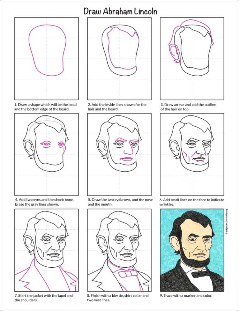 Easy How To Draw Abraham Lincoln And Abe Lincoln Coloring Page ...