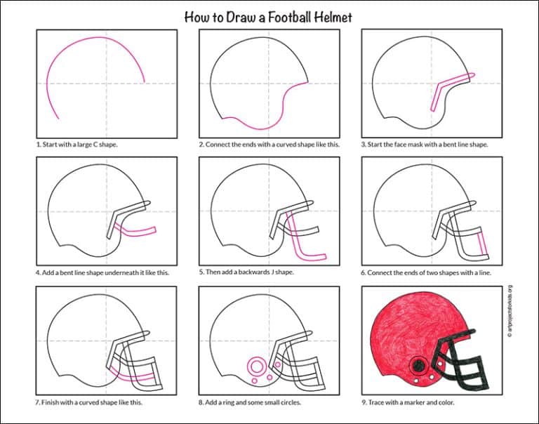 Easy How to Draw a Football Helmet and Helmet Coloring Page