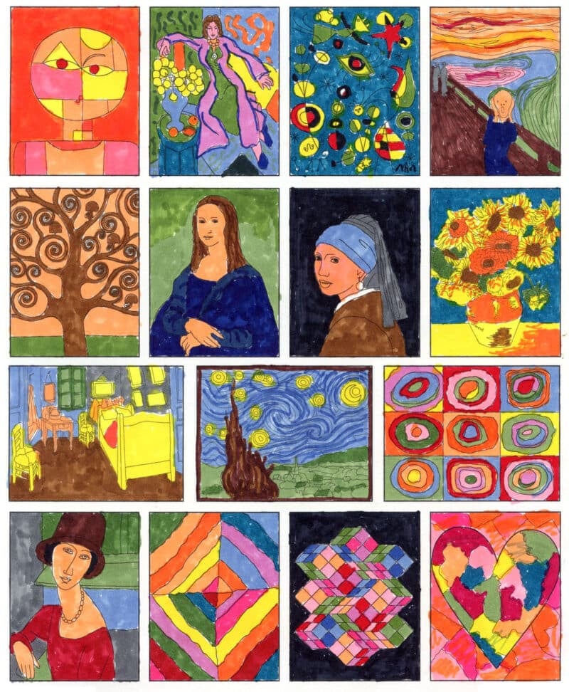 Printable Famous Fine Art Coloring Pages: 50 Open-and-Go Sheets - Image 2