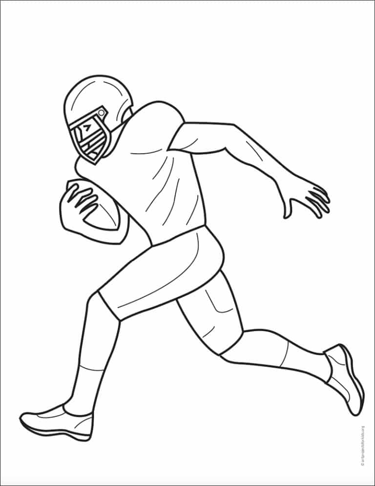 How to Draw a Football Player Tutorial & Football Player Coloring Page