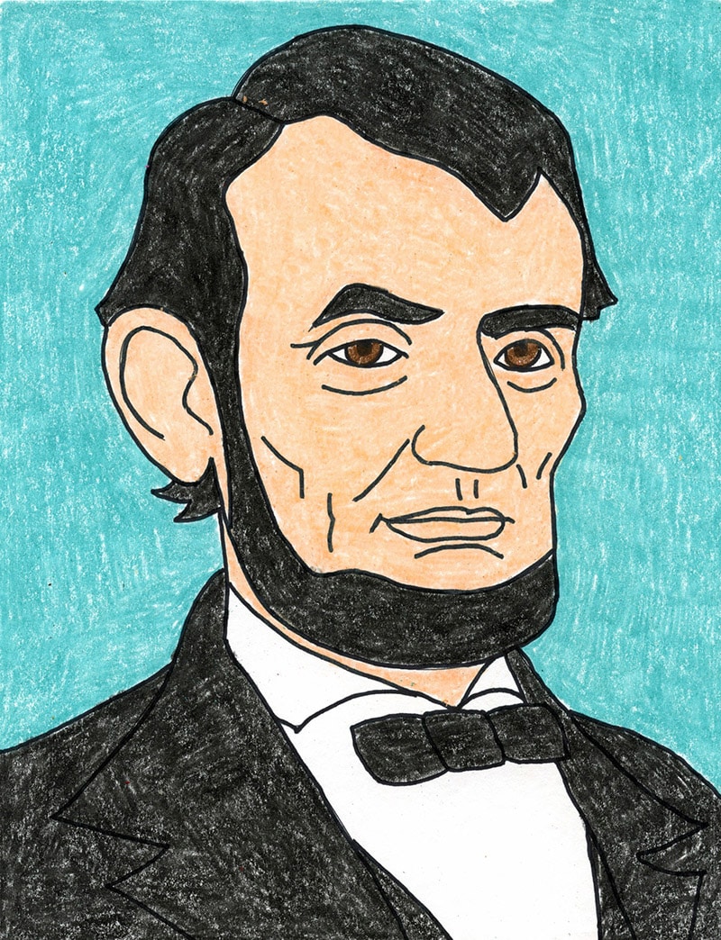 Easy How to Draw Abraham Lincoln Tutorial Video & Coloring Page