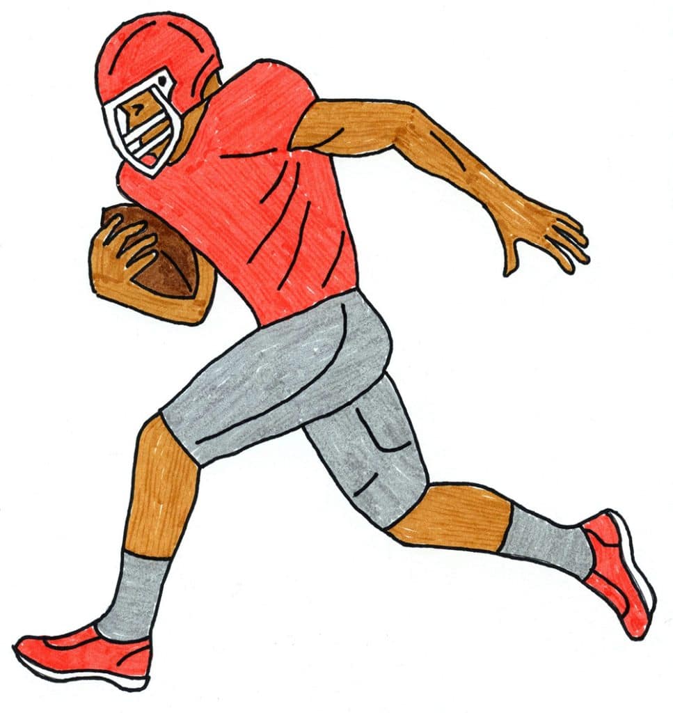 How to Draw a Football Player Tutorial and Football Player Coloring