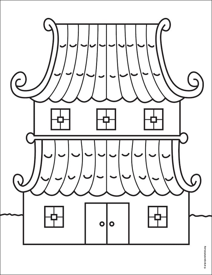 Pagoda Coloring Page — Activity Craft Holidays, Kids, Tips