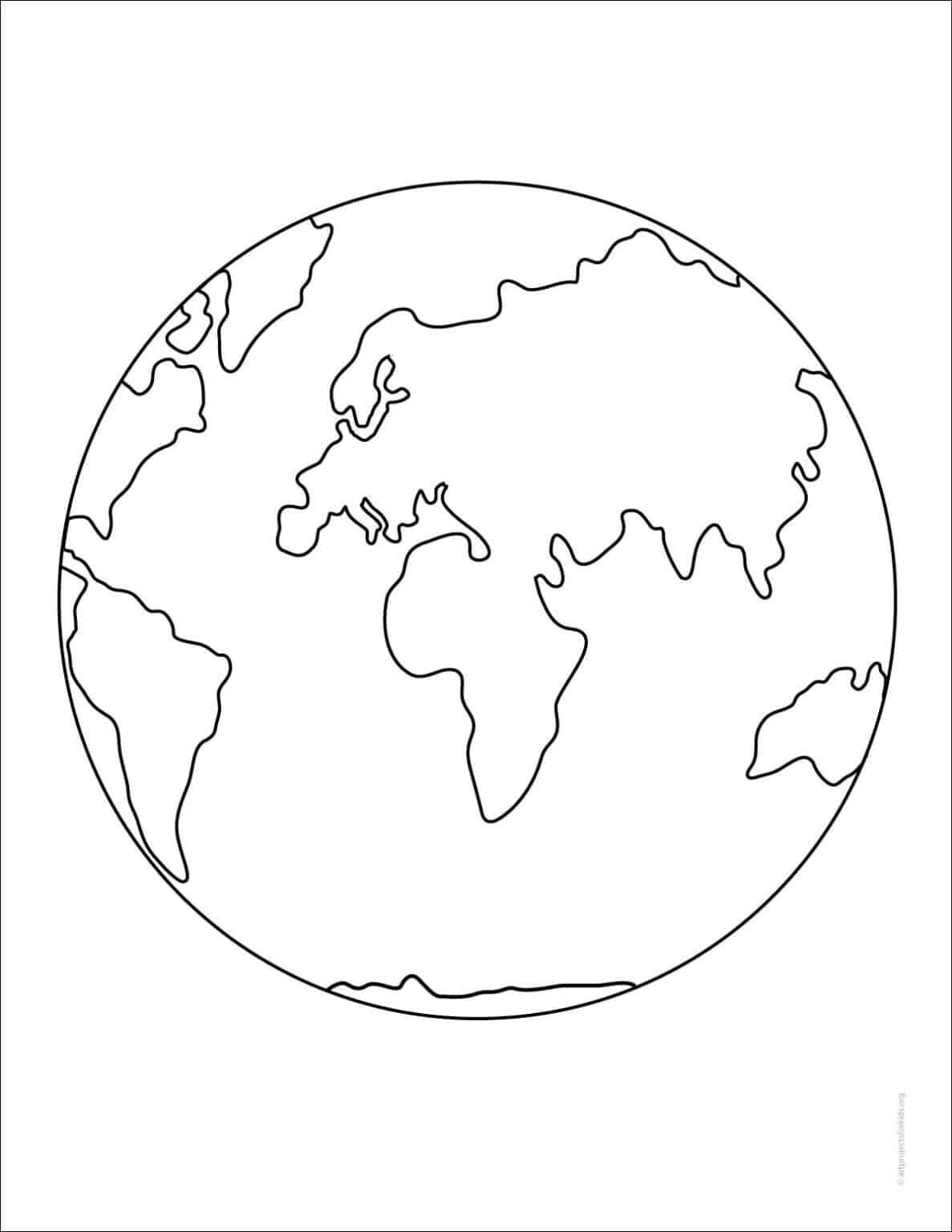 Easy How to Draw the Earth Tutorial Video & Earth Coloring Page