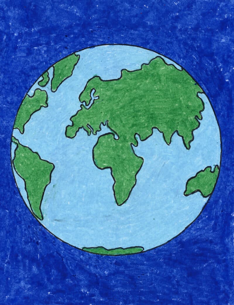 Easy How to Draw the Earth Tutorial Video & Earth Coloring Page