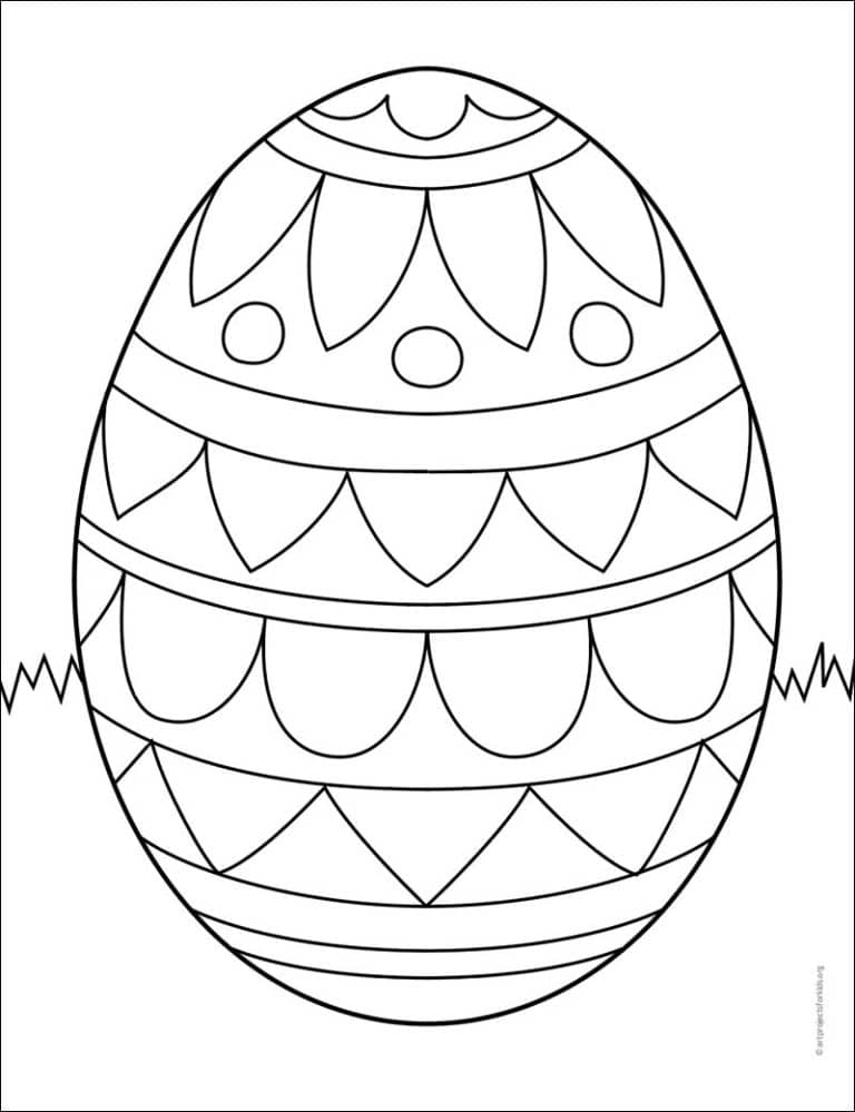 Easy How to Draw an Easter Egg Tutorial and Coloring Page