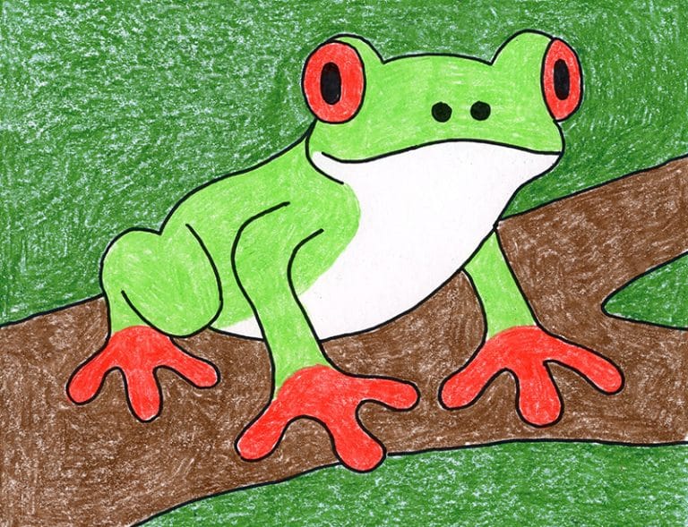 Easy How to Draw a Tree Frog and Tree Frog Coloring Page