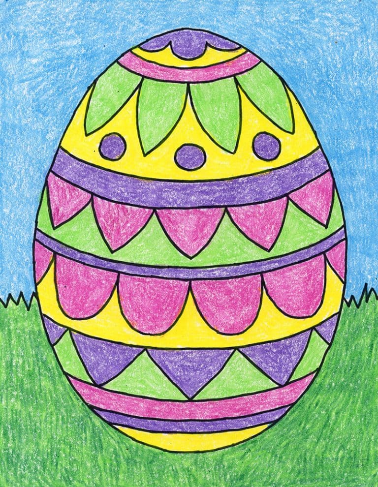 Easy How to Draw an Easter Egg Tutorial Video and Easter Egg Coloring Page