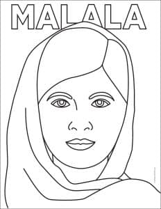 How to Draw Malala Tutorial Video and Malala Coloring Page