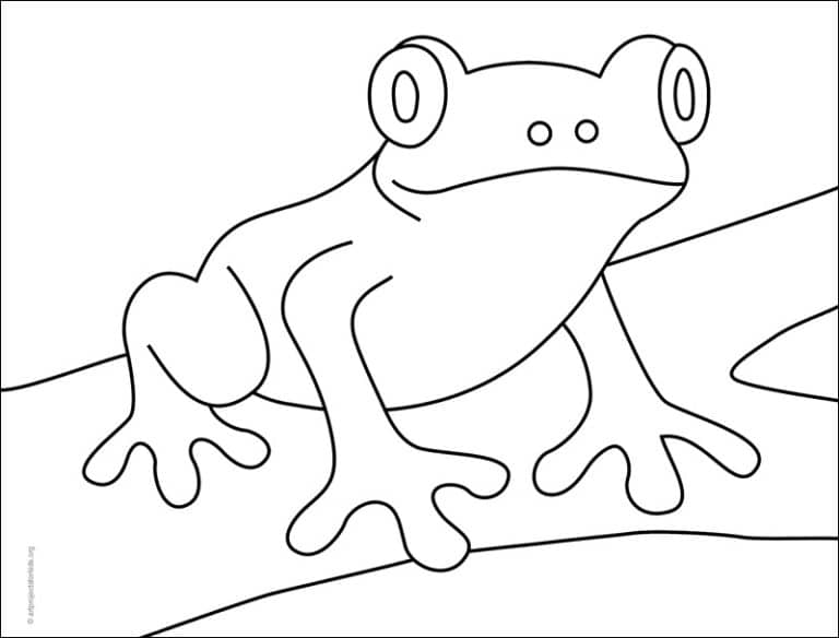 Easy How to Draw a Tree Frog and Tree Frog Coloring Page