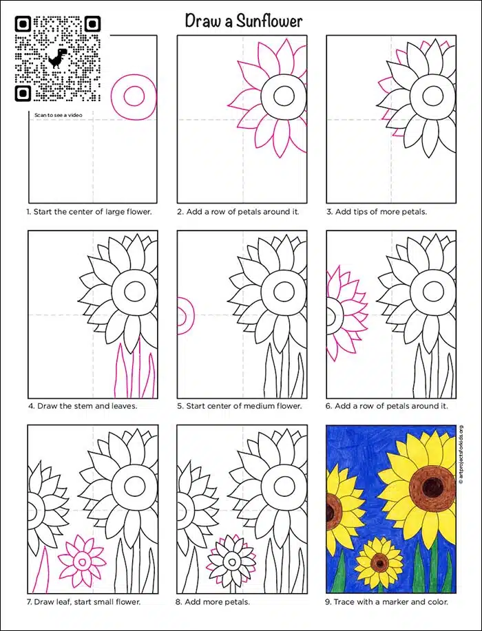 How to Draw a Sunflower | Easy Step-by-Step Guide - Arty Crafty Kids