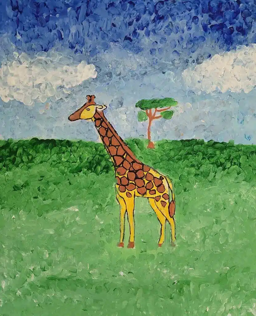 Простой учебник по рисованию головы жирафа и раскраска