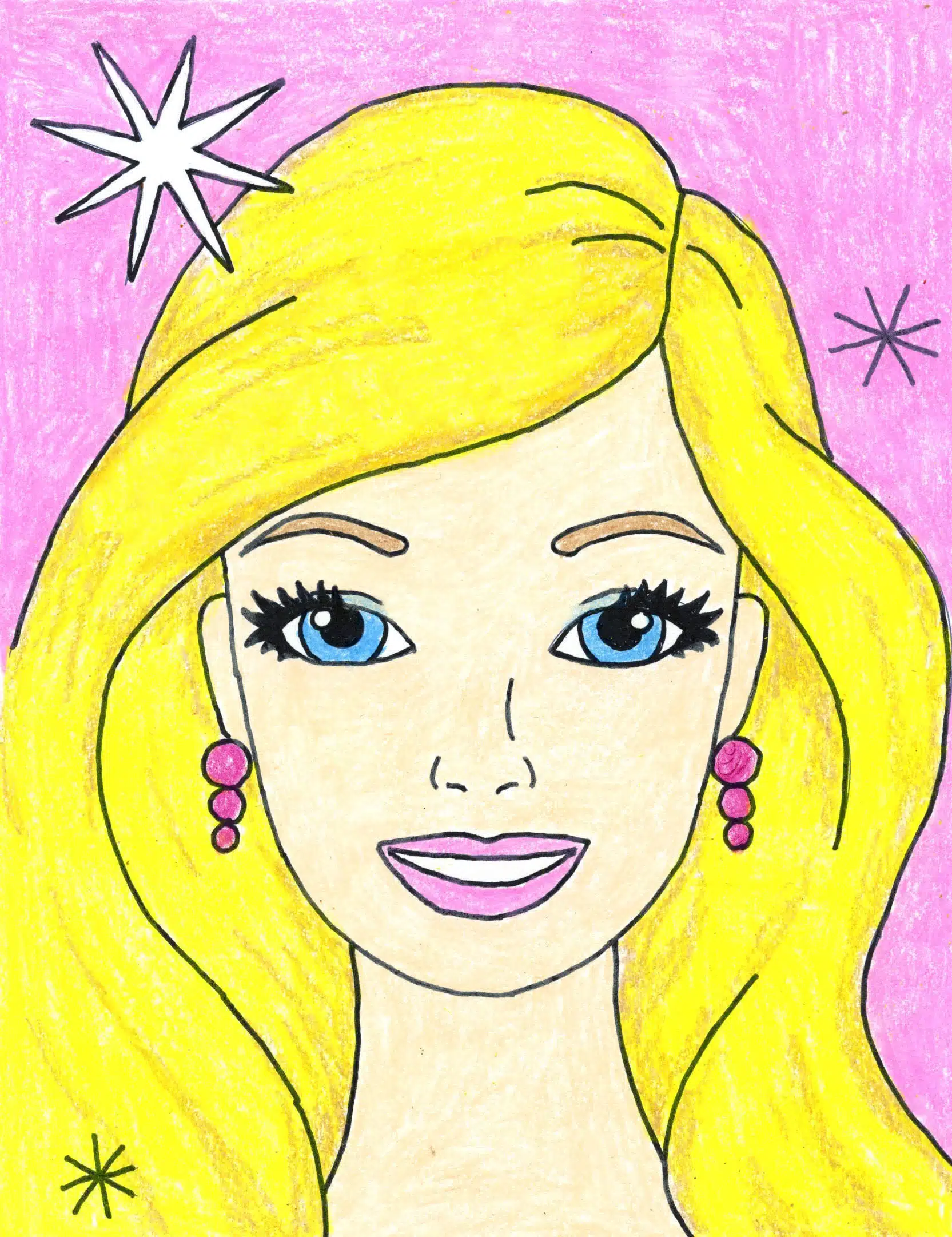 Easy How to Draw Barbie Tutorial Video and Barbie Coloring Page