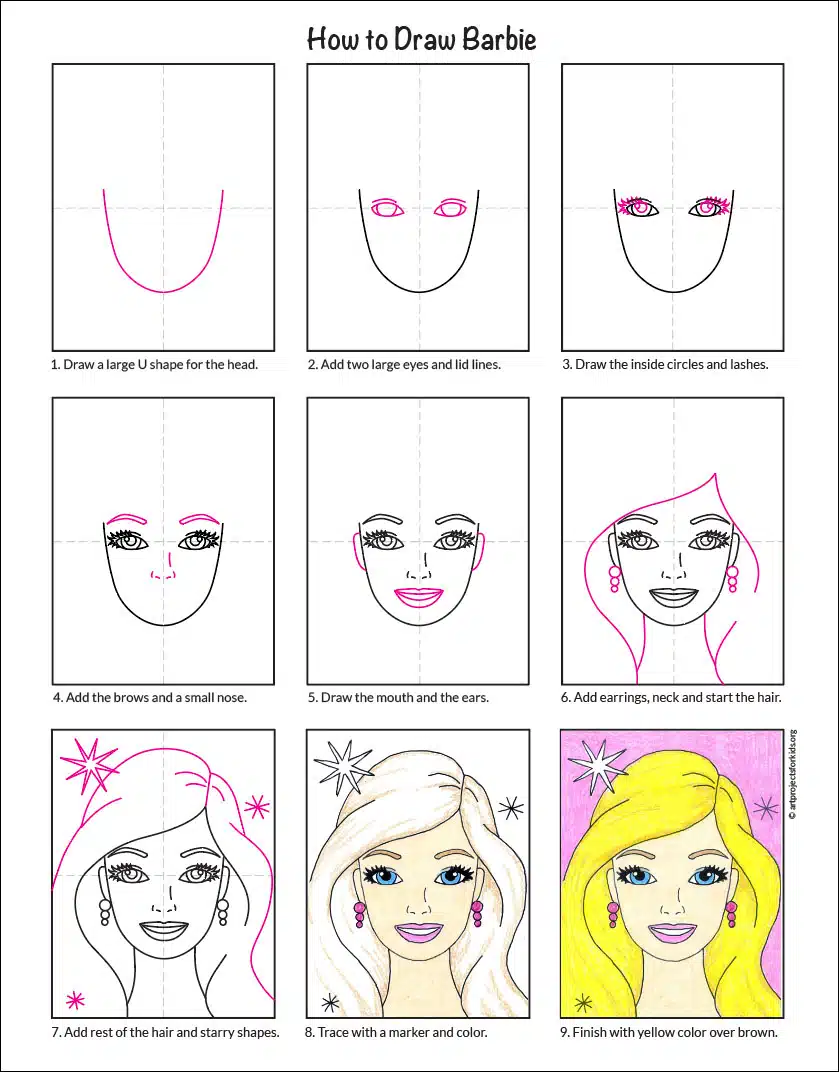 Barbie drawing easy store step by step