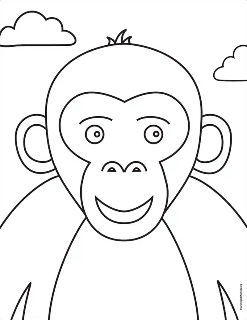 Monkey Coloring Page For Kids Colouring Toddler Kids Vector, Monkey Drawing,  Key Drawing, Ring Drawing PNG and Vector with Transparent Background for  Free Download