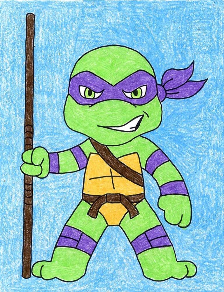 Easy How to Draw Ninja Turtles Tutorial Video and Ninja Turtle Coloring Page