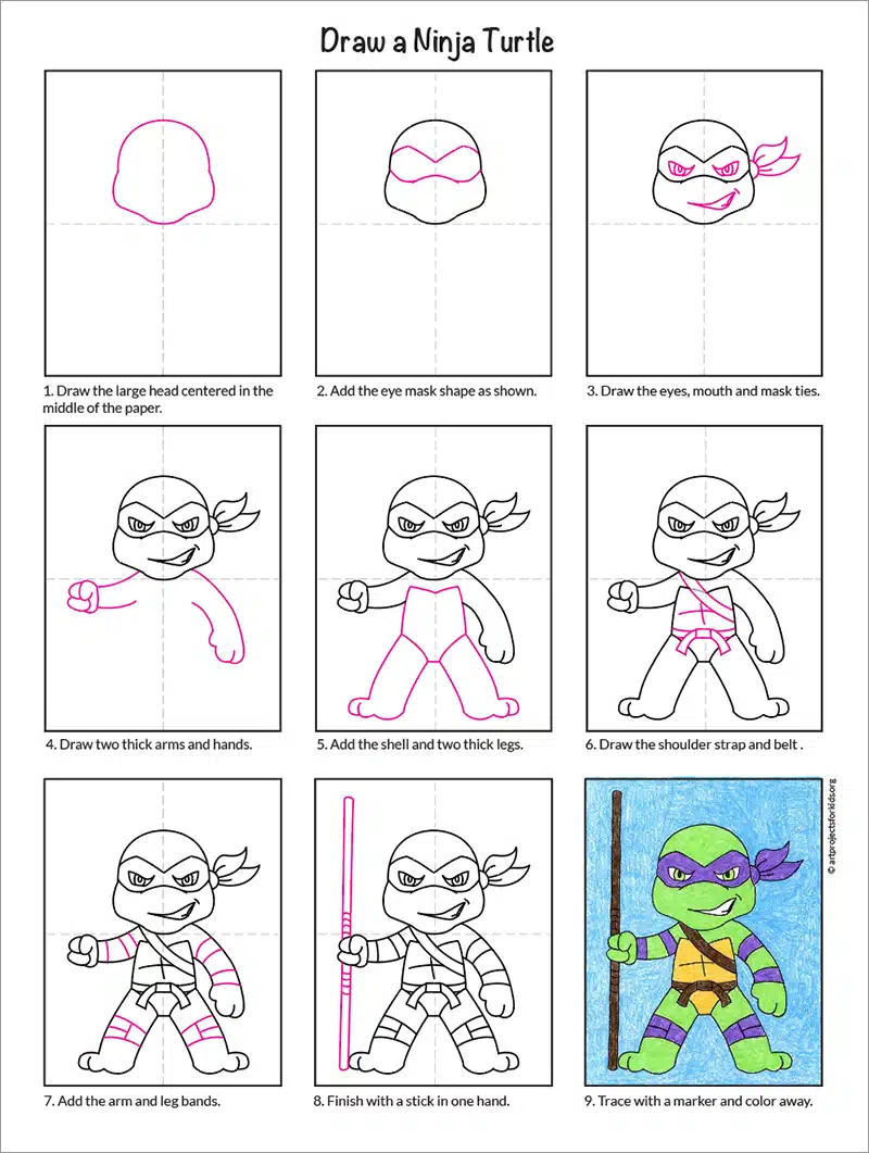 How to Draw Easy Ninja Turtle Step by Step for Kids - YouTube