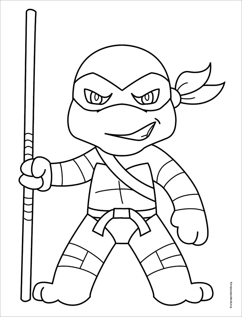 Easy How to Draw Ninja Turtles Tutorial Video and Coloring Page