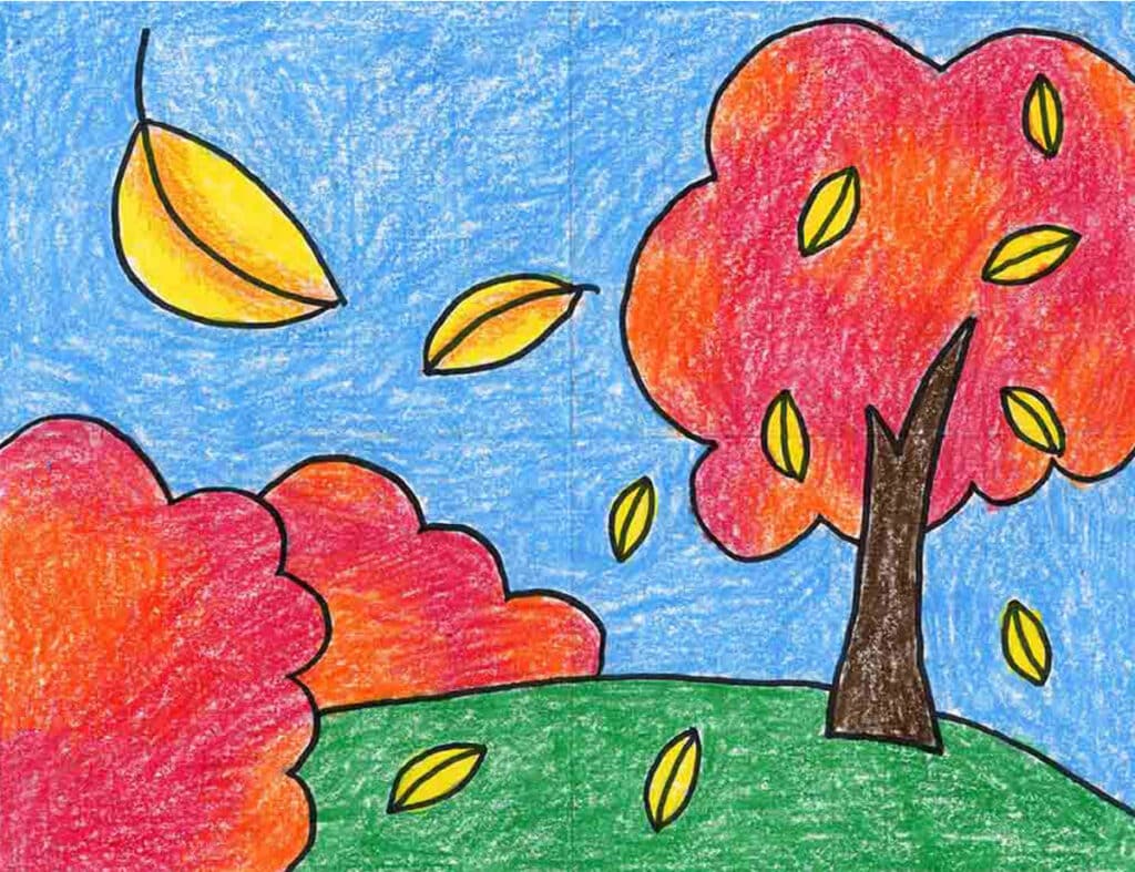 Draw a Fall Tree with the help of a step by step tutorial.