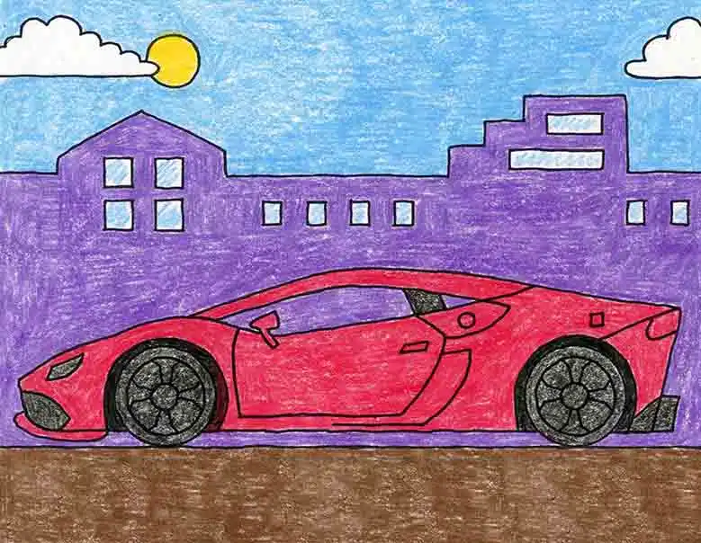 Easy How to Draw a Lamborghini Tutorial and Lamborghini Coloring Page