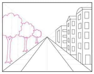 Easy Tutorial for a City with One Point Perspective Drawing