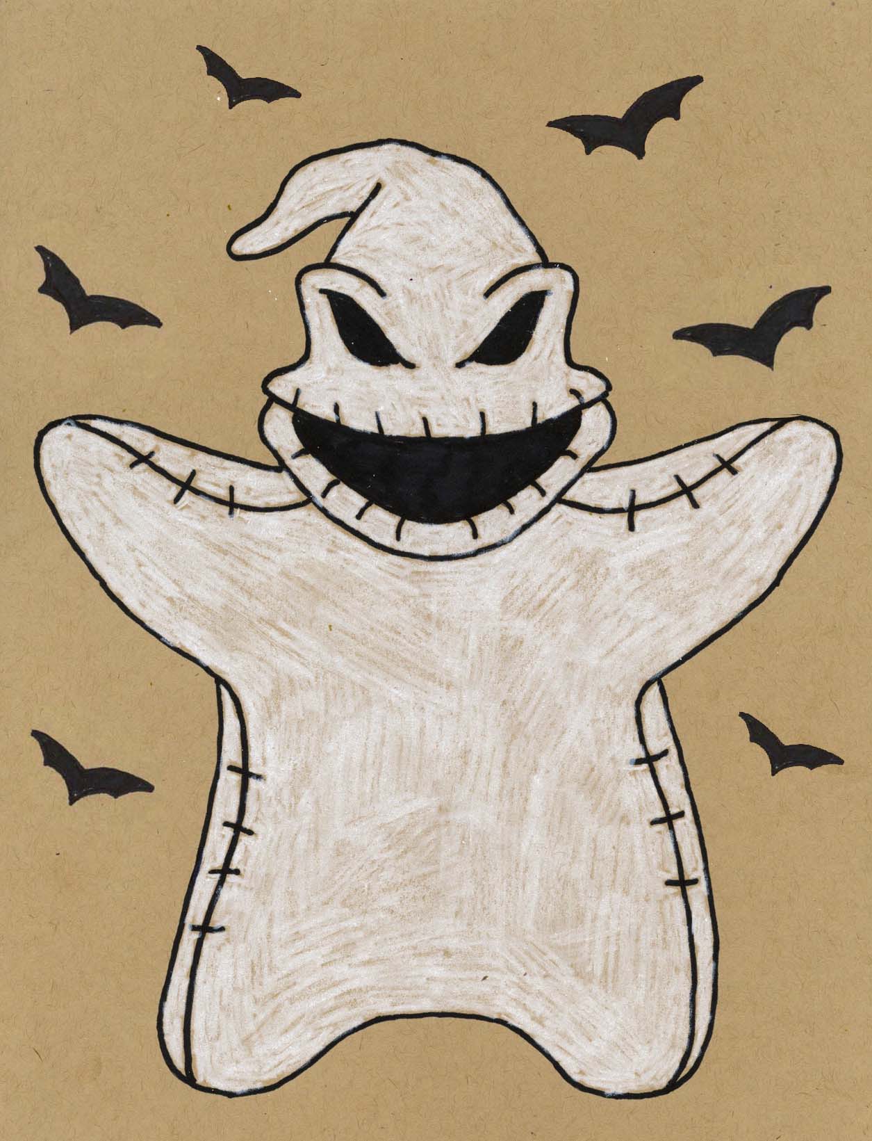 How to Draw Oogie Boogie from the Nightmare Before Christmas - Really Easy  Drawing Tutorial