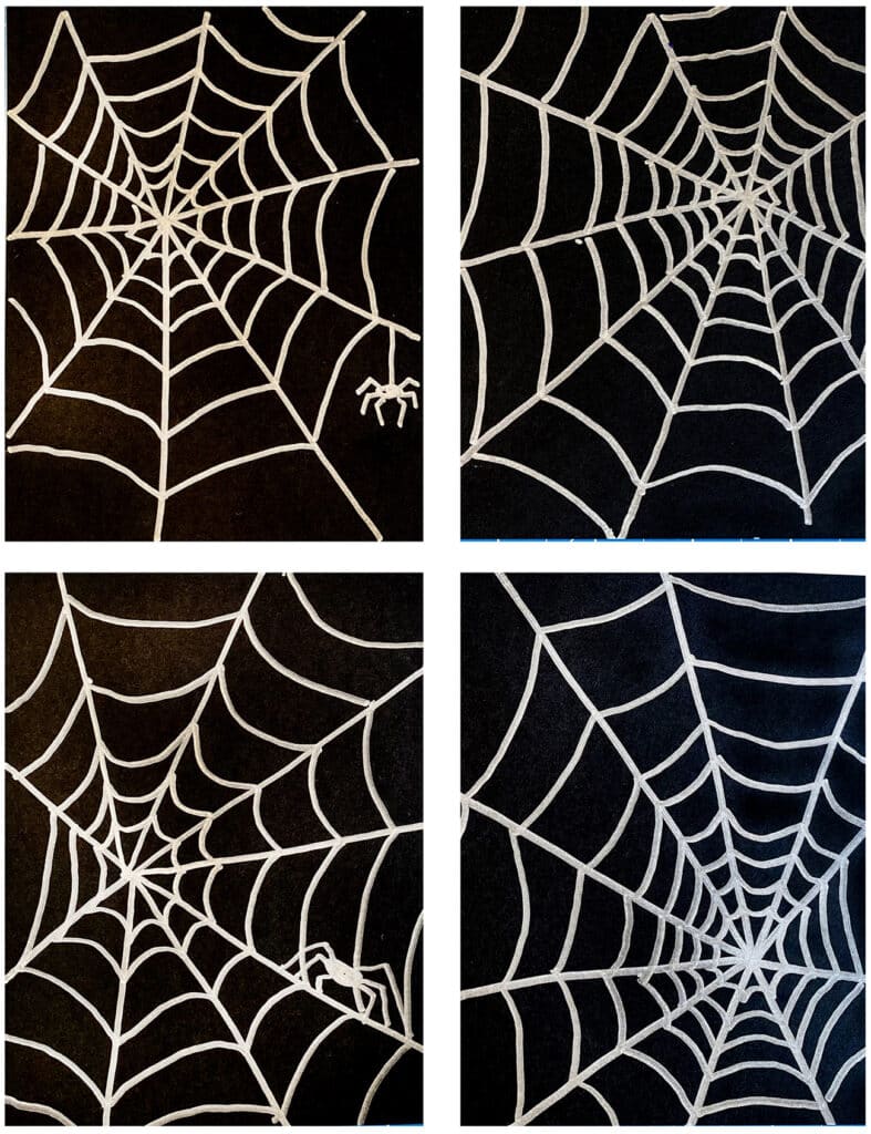 How to draw a spider web, made wiht the help of a step by step tutorial