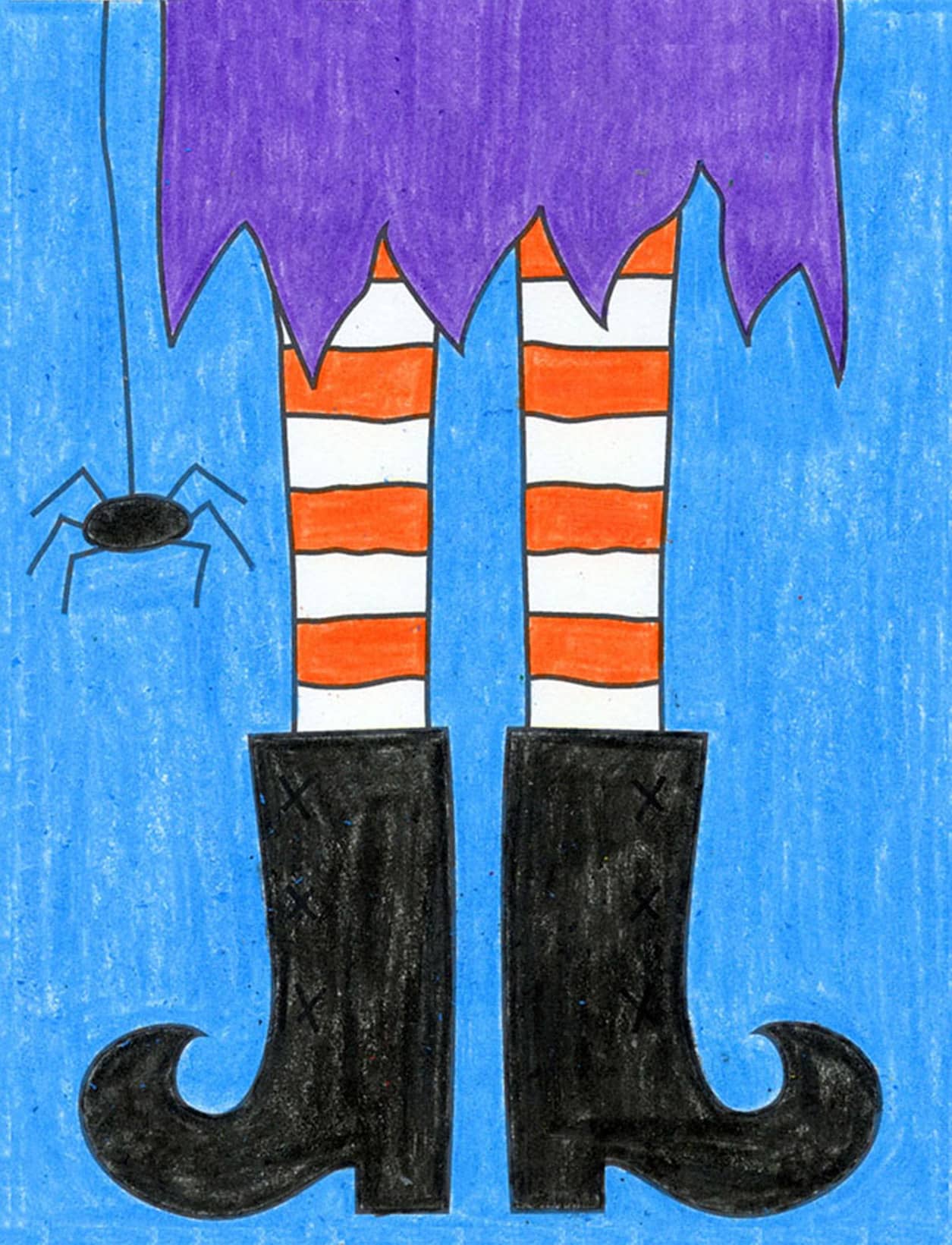 Witch Legs Art Lesson: Easy Step-by-Step Art Lesson for Kids