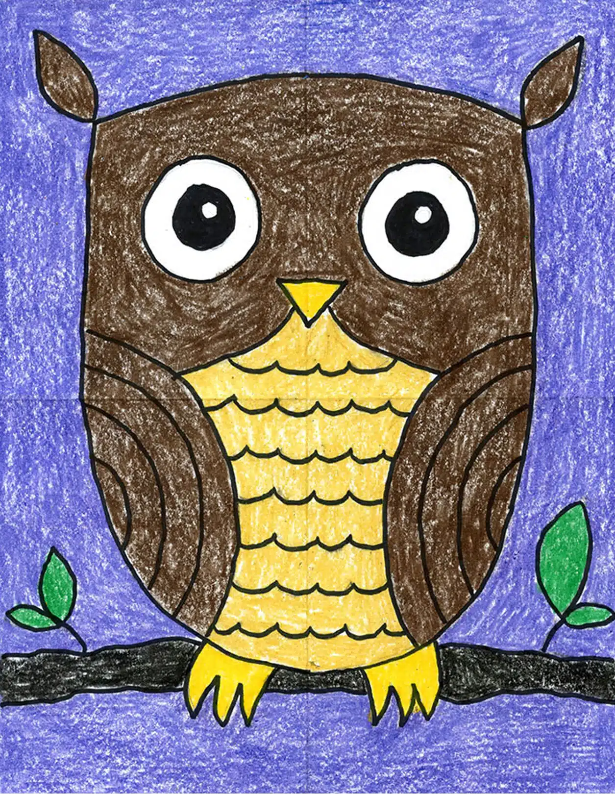 How to Draw an Easy Owl Tutorial Video and Easy Owl Coloring Page