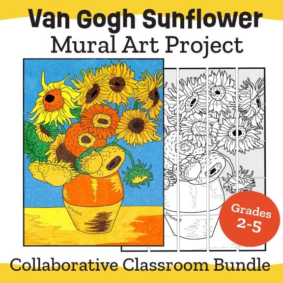 Van Gogh Sunflower Collaborative Mural Bundle for Elementary