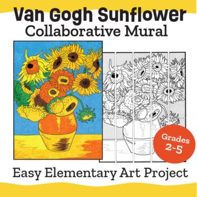 Van Gogh Sunflower Collaborative Mural | Easy Elementary Art Project