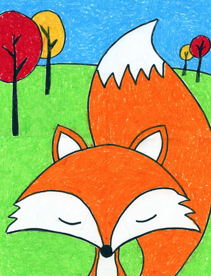 Easy How to Draw a Cartoon Fox Tutorial and Fox Coloring Page