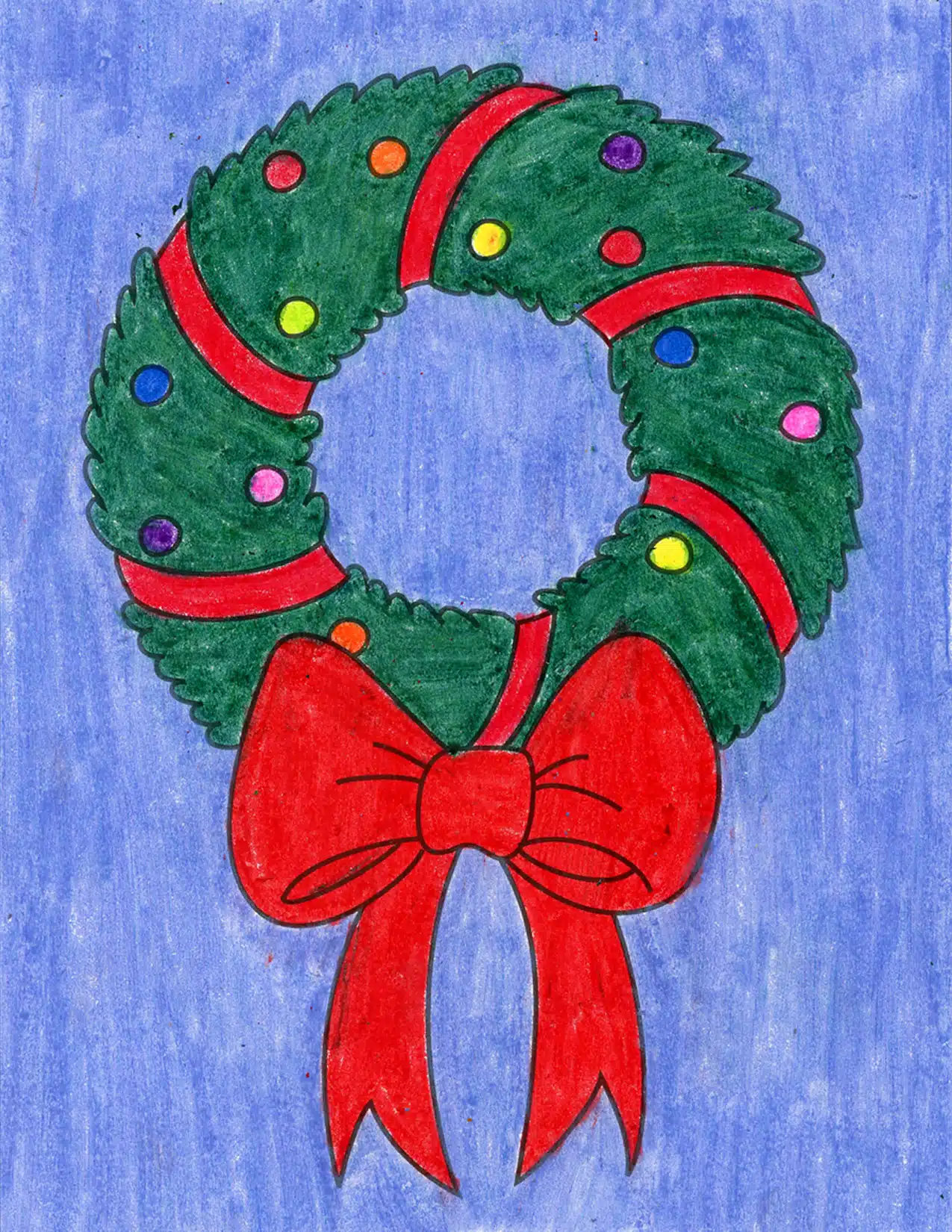 Easy How to Draw a Wreath Tutorial Video and Wreath Coloring Page