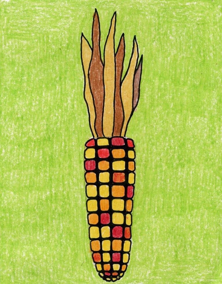 Easy How to Draw Corn Tutorial Video and Corn Coloring Page
