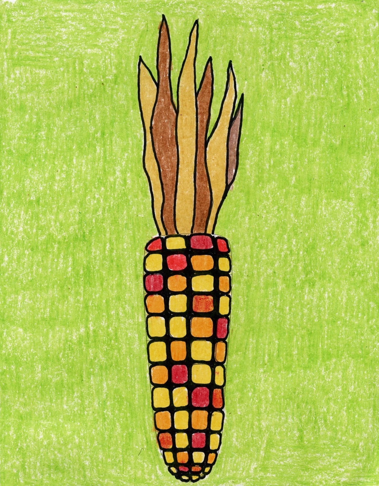 Simple Learn how to Draw Corn Tutorial Video and Corn Coloring Web page
