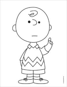 Easy How to Draw Charlie Brown Tutorial and Coloring Page